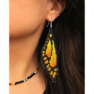 Seed Beaded Monarch Butterfly Wing Earrings